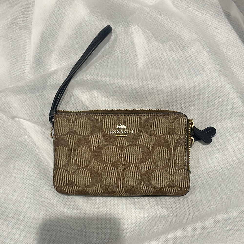 Coach Brown Dual Pouch Wristlet